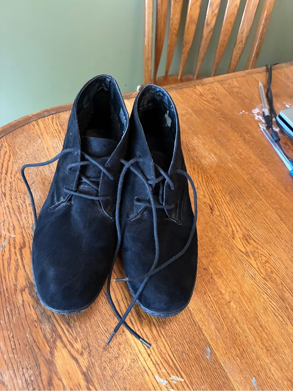 Avenue Black Fabric Lace-Up Desert Booties